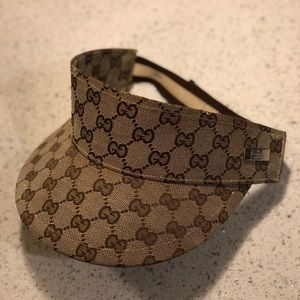 Unisex Vtg Gucci Signature Print Sun Visor Hat